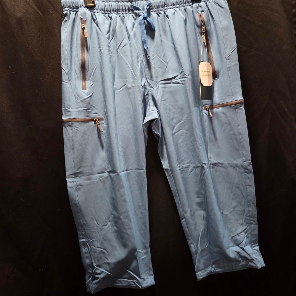 NWT Libin Womens Sz L Steel Gray Blue UPF50 Waterproof Cargo Capri Pants Outdoor